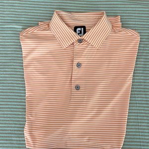 FootJoy FJ Golf Polo coral stripe and Peter Millar blue polo large